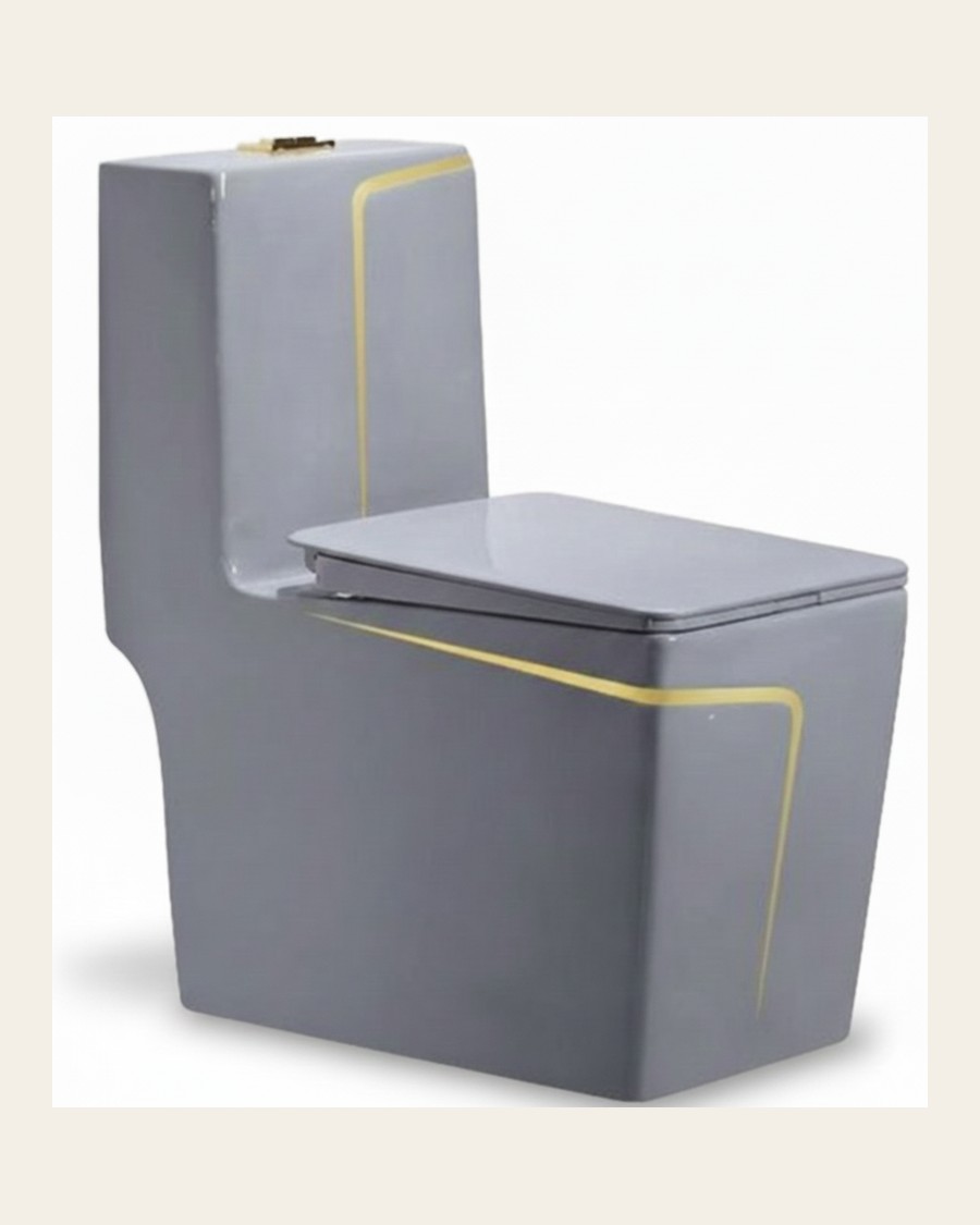 Rubicon Grey Gold Line Round in Grey + gold
