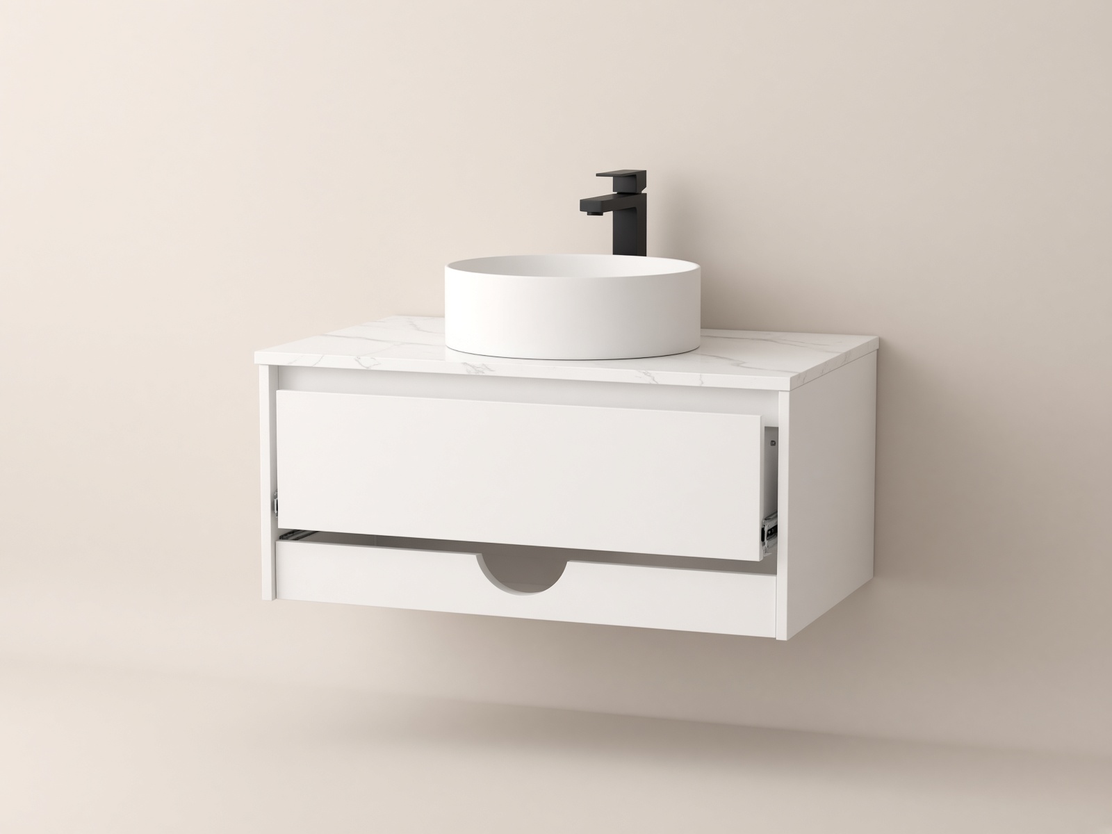 Luna Floating Vanity in Arctic white lacquer