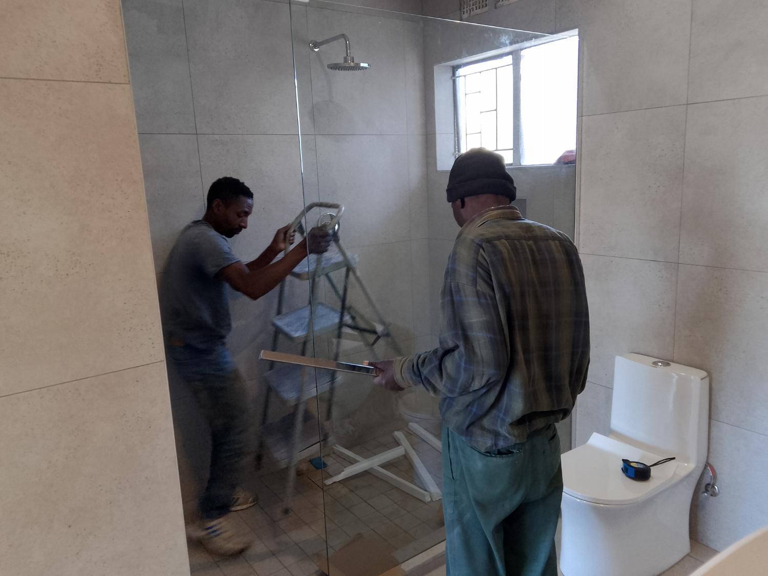 Glass hung on site