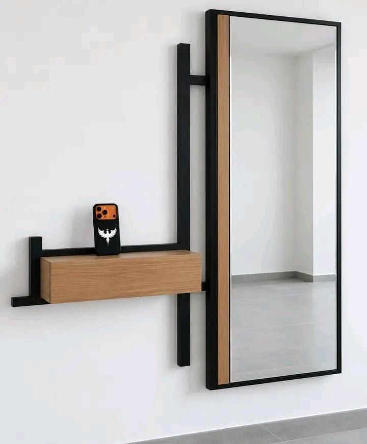 Black steel frame, oak drawer