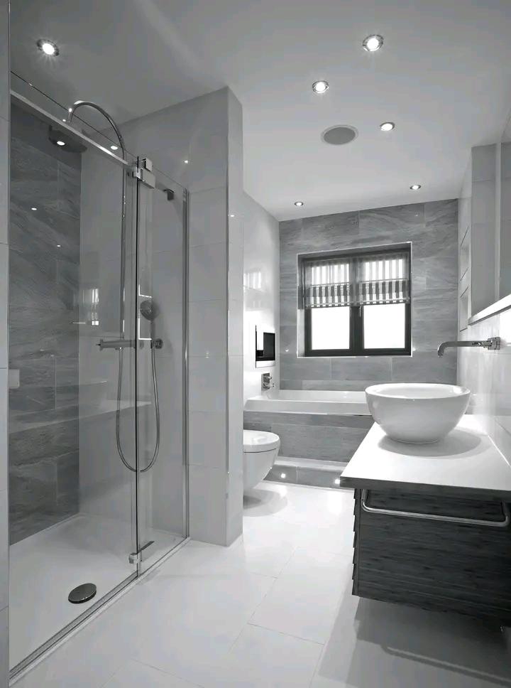 Grey spa, frameless glass